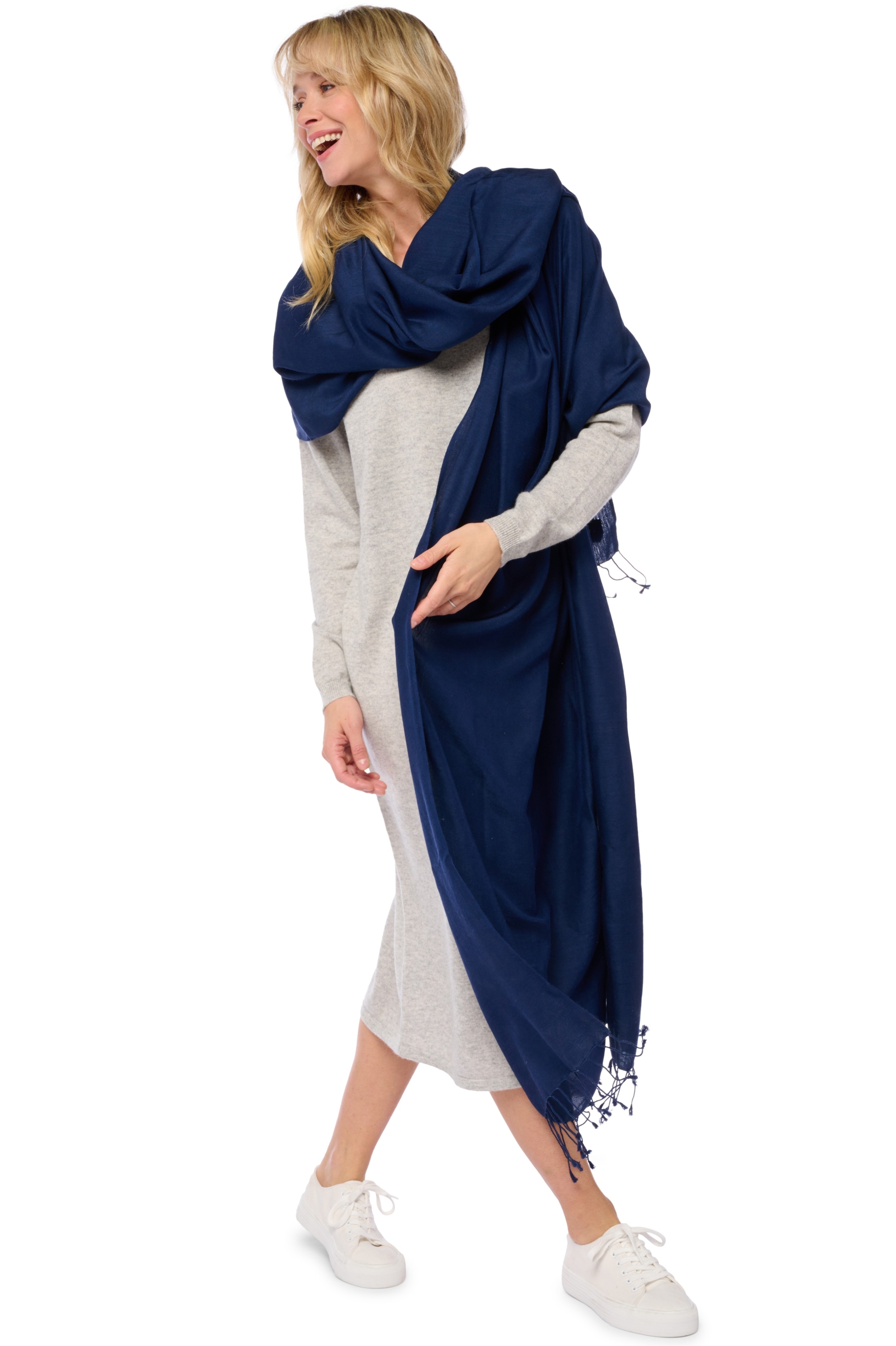 Cashmere & Silk accessories shawls adele dark navy 280x100cm